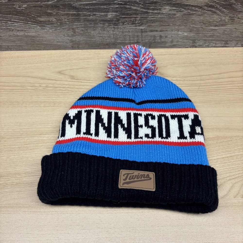Minnesota Twins Hat Beanie Mens Blue Black MLB Baseball Knit Pom Cuffed Winter